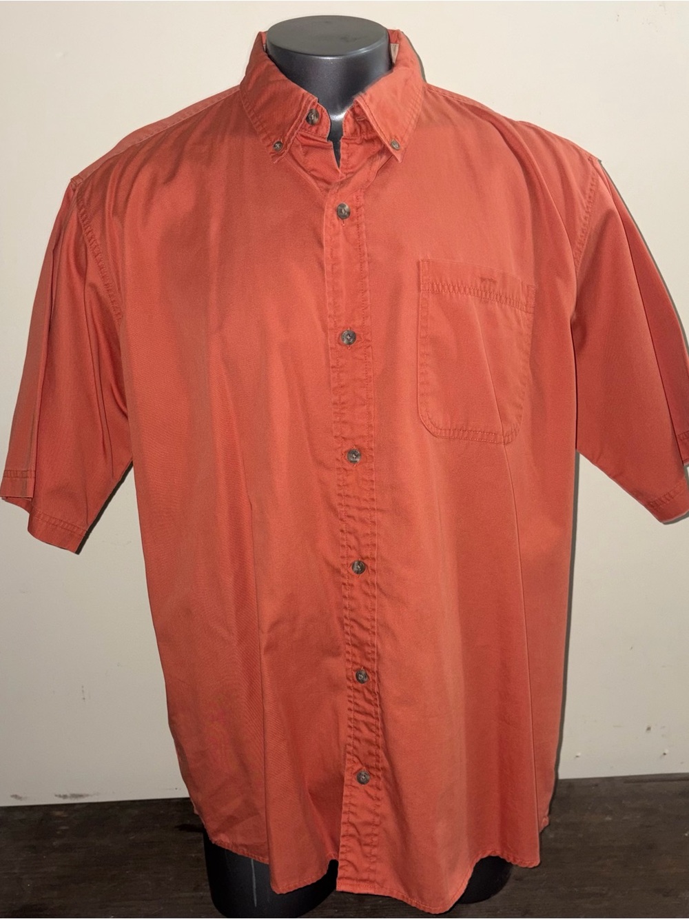 Redhead Bass Pro Mens XL Burnt Orange Short Sleeve Button Up Shirt Cotton